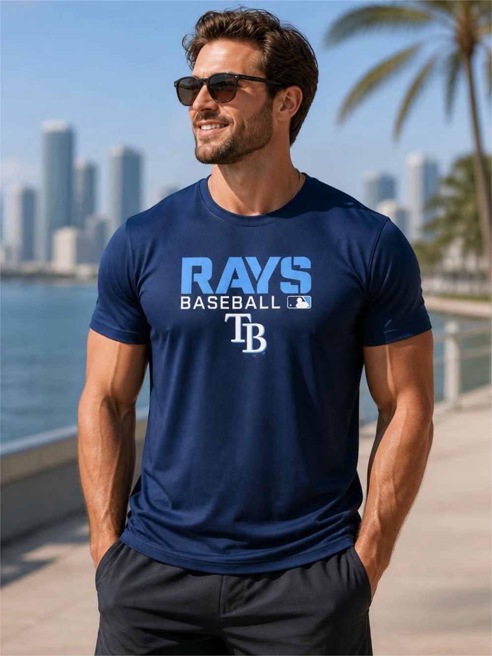 Nike Men's Navy Blue Rays Baseball Logo Tee